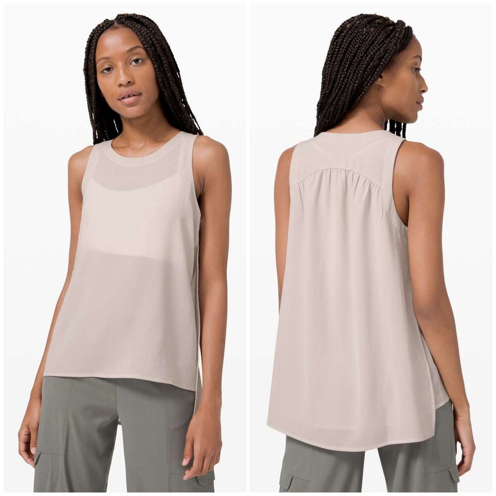 Lululemon Dynamic Days Tank Size 12 Dune Ivory Light Chrome Blouse NEW $68